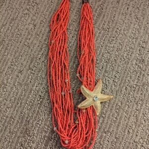 Charming Charlie Coral Necklace with Starfish Charm